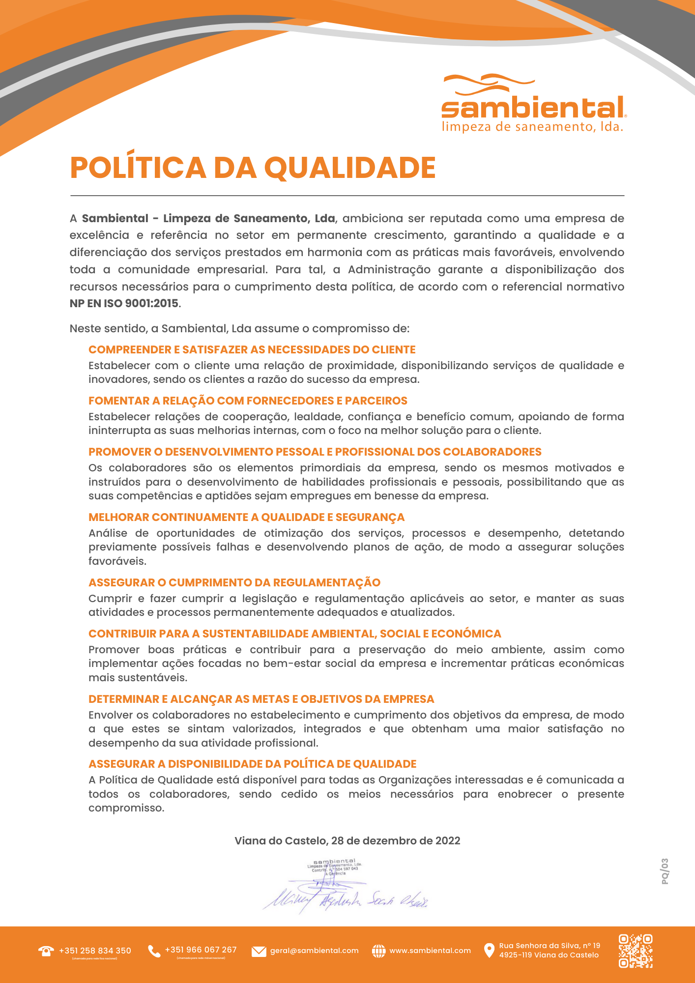 Política da Qualidade